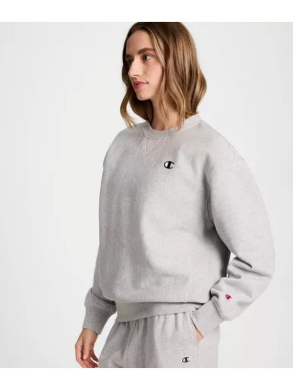 Champion Women's Fleece Crewneck Sweatshirt - Heather Gray M